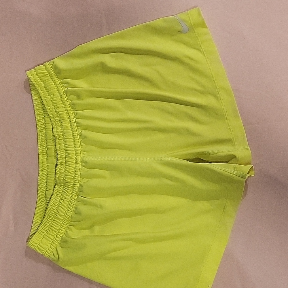 Nike Dri-Fit men's Neon Yellow shorts Small Elastic and tie waist 5" Inseam